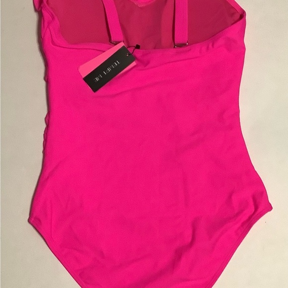 Vibrant Pink Ruffled One Piece Swimsuit with Deep V-Neck - Picture 6 of 12